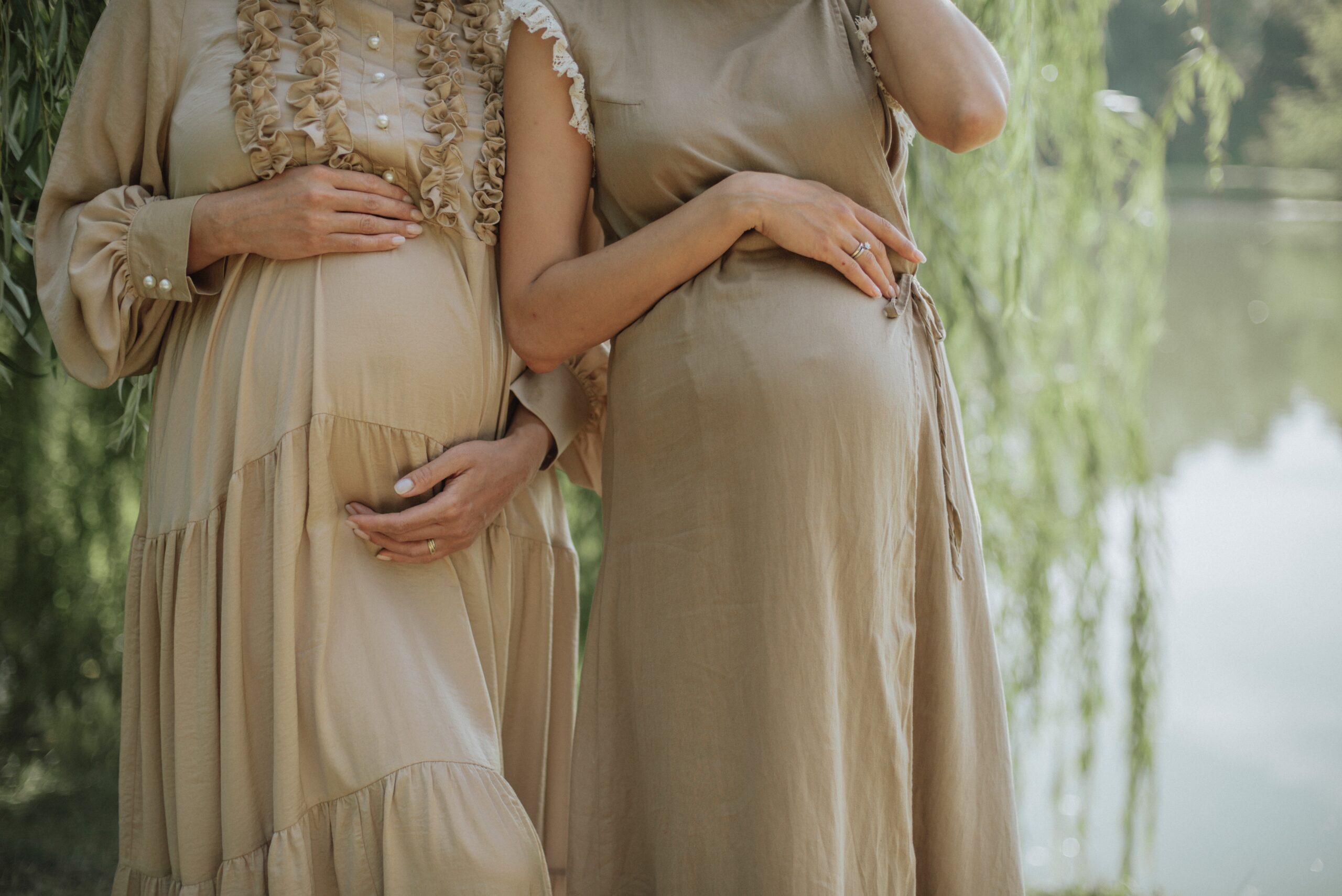 Two young pregnant women